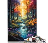 1000 Pieces Colorful Psychedelic Fantasy Forest Jigsaw Puzzle Adults Difficulty Puzzles Educational Toy Games Family Decoration 1000pcs (75x50cm)