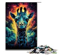 1000 Pieces Colorful Psychedelic Galaxy Giraffe Puzzles for Adults Wooden Jigsaw Family Games 1000 PCS(75x50cm)