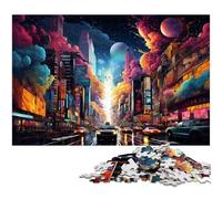 1000 Pieces Colorful Psychedelic Illustration of New York Puzzle for Adults Decoration Puzzle Toys Good Gift for And Teenager Age 14 And Up 1000 PCS(75x50cm)