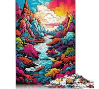 1000 Pieces Colorful Psychedelic Landscape Art Puzzles Jigsaw Difficulty Puzzle Jigsaw Educational Games Toy 1000pcs (75x50cm)