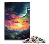 1000 Pieces Colorful Psychedelic Planetary Landscape Puzzles for Adults Wooden Jigsaw Family Games 1000 PCS(38x26cm)