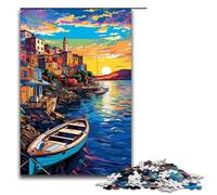 1000 Pieces Colorful Psychedelic Scene in The Holy Wooden Port of Greece Puzzle Game Jigsaw Puzzle for Adults Suitable for Couples for And Teenager Age 14 Years Up 1000 PCS(75x50cm)