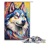 1000 Pieces Colorful Psychedelic Siberian Husky Puzzle Game Jigsaw Puzzle for Adults Suitable for Couples for And Teenager Age 14 Years Up 1000 PCS(38x26cm)