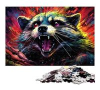1000 Pieces Colorful Raccoon Puzzle for Adults Decoration Puzzle Toys Good Gift for And Teenager Age 14 And Up 1000pcs(38x26cm)