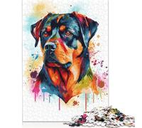 1000 Pieces Colorful Rottweiler Art Puzzles Jigsaw Adults Difficulty Jigsaw Puzzle Relaxing Games Toy 1000pcs (75x50cm)
