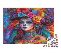 1000 Pieces Colorful Skull Queen Paper Jigsaw Puzzle for Adults Wall Decor Brain Training Educational Skeleton Art Puzzle 70x50cm/1000pcs
