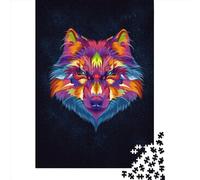 1000 Pieces Colorful Wolves Pop Art Jigsaw Puzzles for Adults Wooden Puzzles for Adults Teenager Man Woman Gift 1000pcs (75x50cm)