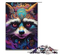 1000 Pieces Colourful Art Raccoon Puzzles for Adults Impossible Puzzle Stress Reliever for And Teenager Age 14 And Up 1000 PCS(38x26cm)