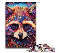 1000 Pieces Colourful Art Raccoon Puzzles for Adults Impossible Puzzle Stress Reliever for And Teenager Age 14 And Up 1000 PCS(38x26cm)
