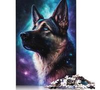 1000 Pieces Colourful Galaxy German Shepherd for Adults Difficult Jigsaw Paper Puzzle for Adults Christmas Eve Gifts 1000pcs (75x50cm)