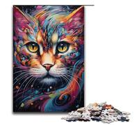 1000 Pieces Colourful Psychedelic Cat Puzzles for Adults Impossible Puzzle Stress Reliever for And Teenager Age 14 And Up 1000 PCS