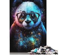 1000 Pieces Cosmic Panda with Glasses Jigsaw Puzzle Difficulty Puzzle Education Games Toys 1000pcs (75x50cm)