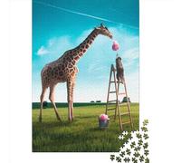 1000 Pieces Cotton Candy Giraffe Wood Puzzles Wooden Puzzles for Adults& Teenagers Age 12 Years Up 1000pcs (38x26cm)
