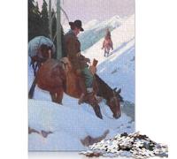 1000 Pieces Cowboys Crossing Mountains Puzzles Jigsaw Difficulty Puzzle Jigsaw Educational Games Toy (38x26cm)