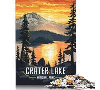 1000 Pieces Crater Lake National Park Poster Jigsaw Puzzle Wooden Puzzles for Adults & Teenager for Adults& Teens Age 12 Years Up 1000pcs (75x50cm)