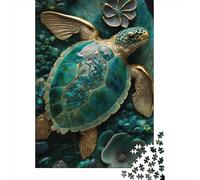 1000 Pieces Creative Jigsaw Puzzles Abstract Turtle Kintsugi Jigsaw Puzzles Rectangular Puzzle Educational Toy Gift for Adults 1000pcs (75x50cm)