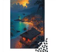 1000 Pieces Creative Jigsaw Puzzles Beach Hut Jigsaw Puzzles Rectangular Puzzle Educational Toy for Adults 1000pcs (38x26cm)
