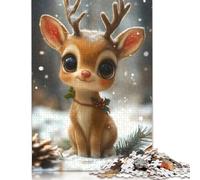 1000 Pieces Creative Jigsaw Puzzles 'Cute Christmas Reindeer Jigsaw Rectangular Puzzle Toy for Adults 1000pcs (75x50cm)