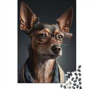 1000 Pieces Creative Jigsaw Puzzles Hipster Dog in Clothes 3 Jigsaw Puzzles Rectangular Puzzle Educational Toy for Adults 1000pcs (75x50cm)