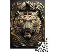 1000 Pieces Creative Jigsaw Puzzles Metal Tiger Golden Deco Jigsaw Puzzles Rectangular Puzzle Educational Toy for Adults 1000pcs (75x50cm)