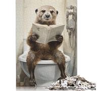 1000 Pieces Creative Jigsaw Puzzles Otter on Toilet Jigsaw Rectangular Puzzle Toy for Adults 1000pcs (38x26cm)