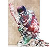 1000 Pieces Cricket Player Watercolor Art Jigsaw Puzzles Difficulty Jigsaw Puzzles Education Games Toys (75x50cm)
