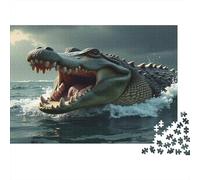 1000 Pieces Crocodile Theme Jigsaw Puzzle for Adults Thick Paper Brain Training Alligator Paper Puzzle Educational Home Decor 52x38cm/1000pcs