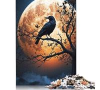 1000 Pieces Crow Gazes at The Moon Jigsaw Puzzles for Adults Jigsaw Puzzle for Family Time Brain Challenge 1000pcs (38x26cm)