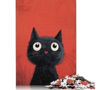 1000 Pieces Curious Black Cat Puzzle for Adults Wooden Puzzles Educational Game Challenge Toy 1000pcs (75x50cm)