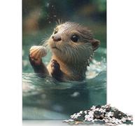 1000 Pieces Cute Baby Otter with Seashell Square Jigsaw Puzzles for Adults And Wooden Puzzles 1000pcs (75x50cm)