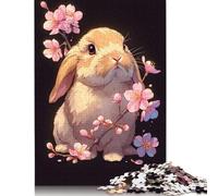 1000 Pieces Cute Bunny with Cherry Blossoms Creative Square Wooden Jigsaw Puzzles for Adults Educational Game Challenge Toy 1000pcs (75x50cm)