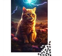 1000 Pieces Cute Cat Sitting on Mars Jigsaw Square Puzzle for Adults Paper Puzzles Unique Challenge Games 38x26cm/1000pcs