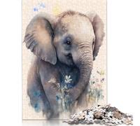 1000 Pieces Cute Elephant Baby Jigsaw Puzzles Adults Difficulty Puzzles Strengthen Relationships between Family Members 1000pcs (38x26cm)