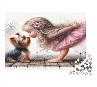 1000 Pieces Cute Girl and Dog Paper Jigsaw for Adults paper Material Focus Training Educational Puzzle, Wall Decor Gift 70x50cm/1000pcs