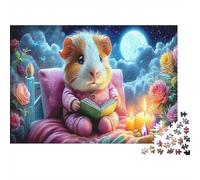 1000 Pieces Cute Hamster Jigsaw Puzzle Paper for Adults Mental Training Night Reading Scene Puzzle Decor Gift 38x26cm/1000pcs