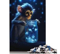 1000 Pieces Cute Monkey Luminous Glow Square Jigsaw Puzzles for Adults And Wooden Puzzles Children Puzzles 1000pcs (75x50cm)
