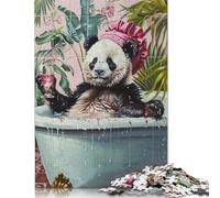 1000 Pieces Cute Panda Bath Wine Glass Puzzle for Adults Wooden Puzzles Jigsaw Puzzles for Adults Educational Game Challenge Toy 1000pcs (75x50cm)