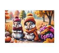 1000 Pieces Cute Squirrel Puzzles for Adults Teens Toys for Children Wooden Puzzle Home Decoration （75×50cm）