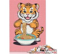 1000 Pieces Cute Tiger And Ramen Jigsaw Puzzles Wooden Puzzles for Adults & Teenager Brain Teaser Puzzles For Adults 1000pcs (75x50cm)