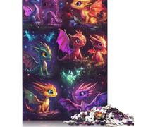 1000 Pieces Cute Toddler Dragon Jigsaw Square Puzzle for Adults Wooden Puzzles Unique Challenge Games 1000pcs (75x50cm)
