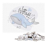 1000 Pieces Cute Whale I Am Ocean Creative Square Jigsaw Puzzles for Adults & Wooden Puzzles Challenging Game 1000pcs (75x50cm)
