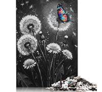 1000 Pieces Dandelions And Butterfly Black And White for Adults Difficult Jigsaw Puzzles Paper Puzzle for Adults And Teenager Funny Jigsaw Puzzles 38x26cm/1000pcs