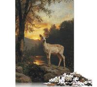 1000 Pieces Deer at Sunset Jigsaw Puzzles for Adults Puzzles Wooden Puzzles Jigsaw Puzzles for Adults Educational Game Challenge Toy 1000pcs (75x50cm)