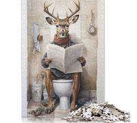 1000 Pieces Deer Reading The Paper Puzzle Jigsaw, Difficulty Puzzle Jigsaw Educational Game Toy Family Decoration (38x26cm)