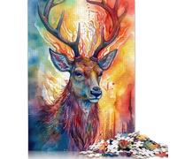 1000 Pieces Deer Watercolors Colorful Puzzle for Adults Puzzle Adult Jigsaw Puzzle Learning Educational Toys 1000pcs (75x50cm)