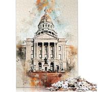 1000 Pieces Denver USA Watercolor Square Jigsaw Puzzles for Adults And Wooden Puzzles Children Puzzles 1000pcs (75x50cm)