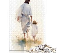 1000 Pieces Divine Guidance Jesus And Child Walking Puzzle Jigsaw Adults Puzzles Difficulty Jigsaw Educational Game Toy (75x50cm)