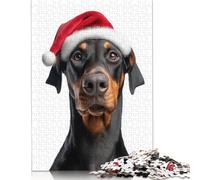 1000 Pieces Doberman Dog Christmas Portrait Jigsaw Puzzles Puzzles for Teenagers Gifts Unique Home Decor And Gifts 1000pcs (75x50cm)