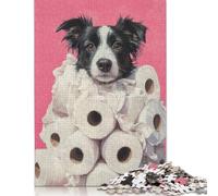 1000 Pieces Dog in Toilet Paper Mountain Painting Border Collie Wall Art Jigsaw Puzzles for Adults Wooden Puzzle Jigsaws for Adults Stress Relief Toys 1000pcs (75x50cm)