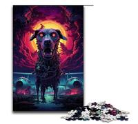1000 Pieces Dog Standing near Airplane at Night Adult Jigsaw Puzzles Family Fun Jigsaws Family Game Stress Reliever Difficult Challenge Puzzle 1000 PCS(75x50cm)